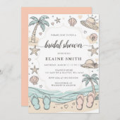 Seashells and Wedding Bells Beach Bridal Shower 招待状 (正面/裏面)