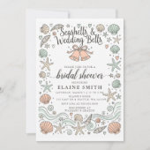 Seashells and Wedding Bells Beach Bridal Shower 招待状 (正面)