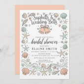 Seashells and Wedding Bells Beach Bridal Shower 招待状 (正面/裏面)
