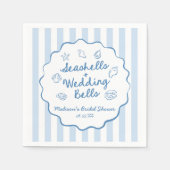 Seashells and Wedding Bells Coastal Bridal Shower スタンダードカクテルナプキン (正面)