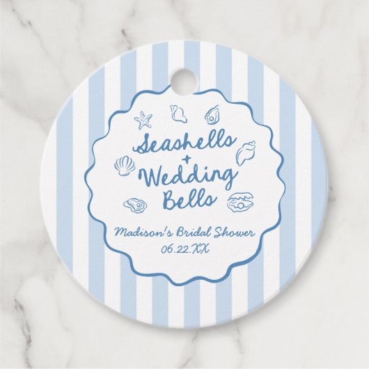 Seashells and Wedding Bells Coastal Bridal Shower フェイバータグ (正面)