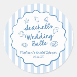 Seashells and Wedding Bells Coastal Bridal Shower ラウンドシール