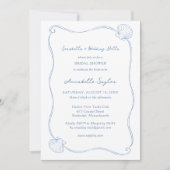 Seashells and Wedding Bells Coastal Bridal Shower 招待状 (正面)