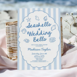 Seashells and Wedding Bells Coastal Bridal Shower 招待状