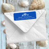 Seashells Beach Wedding Blue White CUSTOM Address ラベル