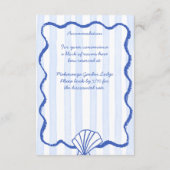 Seashells blue wavy border beach wedding details エンクロージャーカード (裏面)