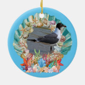Seashells, Coral & Seagull沿岸クリスマス セラミックオーナメント (裏面)