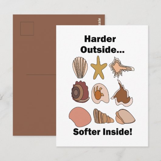 Seashells Hard Outside Soft Inside Attitude Quote ポストカード (正面/裏面)