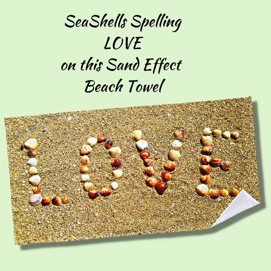 Seashells LOVE on Sand Effect ビーチタオル