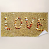 Seashells LOVE on Sand Effect ビーチタオル (正面)