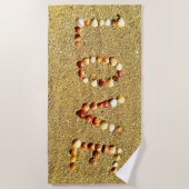 Seashells LOVE on Sand Effect ビーチタオル (正面)