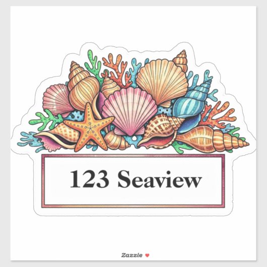 Seashells mailbox address sticker シール (シート)