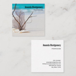 Seashells on a Sandyのビーチ写真 スクエア名刺