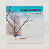 Seashells on a Sandyのビーチ写真 スクエア名刺 (正面)