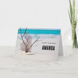 Seashells on a Sandyビーチ写真誕生日 カード