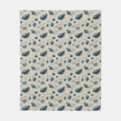 Seashells On French Script Parchment フリースブランケット (正面)