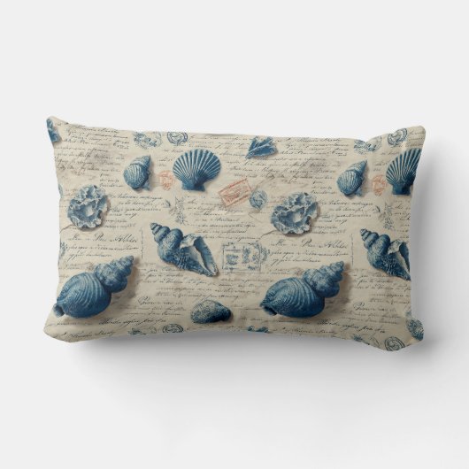 Seashells On French Script Parchment ランバークッション (裏面)