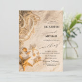 Seashells Rope Sand Script 結婚's 招待状 (スタンド正面)