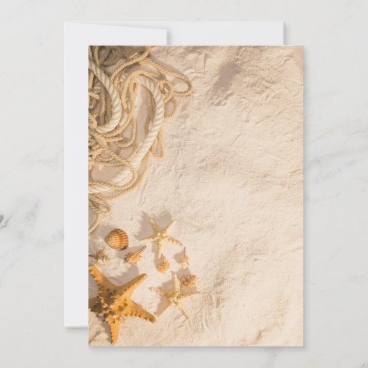 Seashells Rope Sand Script 結婚's 招待状 (裏面)