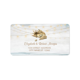 Seashells、Sea、String Lightsスクリプト結婚の ラベル