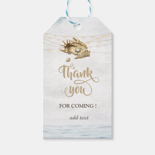 Seashells,Sea,String Lightsスクリプト ギフトタグ (正面)
