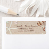 Seashells & Starfishのビーチ結婚式住所 ラベル (インサイチュ)