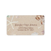 Seashells & Starfishのビーチ結婚式住所 ラベル (正面)