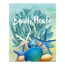 Seashells, Starfish and CoralビーチPLEASE Poster