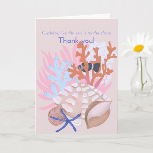 Seashells Thank You Card カード (小さな植物)