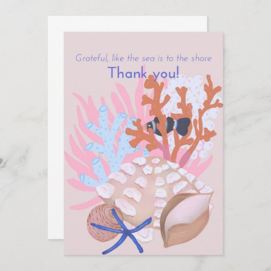 Seashells Thank You Card 招待状 (正面/裏面)