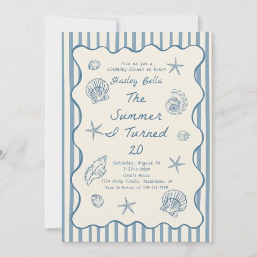 Seashells The Summer I Turned Twenty Birthday 招待状 (正面)
