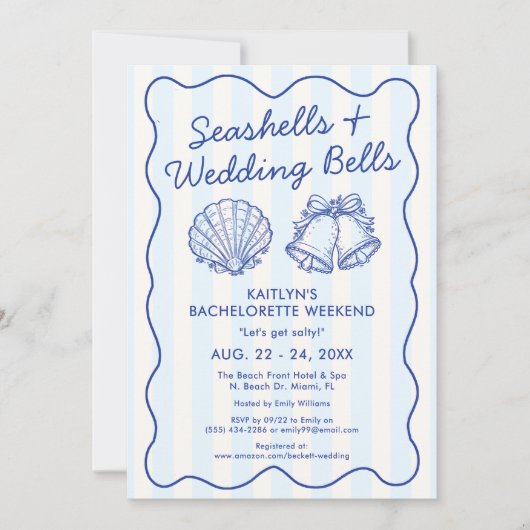 Seashells & Wedding Bells バチェラー・パーティー・プラン 招待状 (正面)