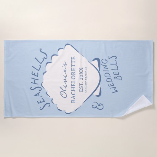 Seashells & Wedding Bells Bachelorette ビーチタオル (正面)