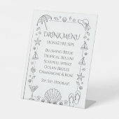 Seashells Wedding Bells Bachelorette Drink Menu 台座サイン (正面)