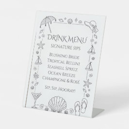 Seashells Wedding Bells Bachelorette Drink Menu 台座サイン