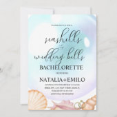 Seashells Wedding Bells Bachelorette Invitations  招待状 (正面)