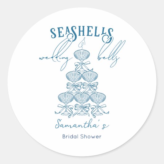 Seashells & Wedding Bells Bachelorette Party ラウンドシール (正面)