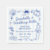 Seashells & Wedding Bells Beach Bachelorette Party スタンダードカクテルナプキン (正面)