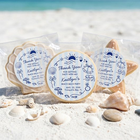 Seashells & Wedding Bells Beach Bachelorette Party ラウンドシール