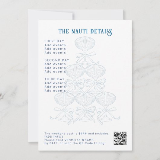 Seashells & Wedding Bells Beach Bachelorette Party 招待状 (裏面)