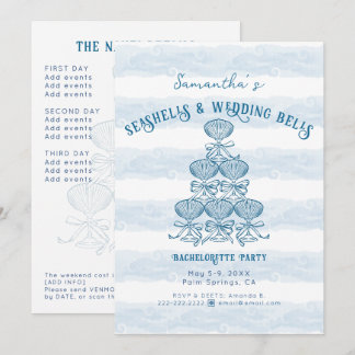 Seashells & Wedding Bells Beach Bachelorette Party 招待状