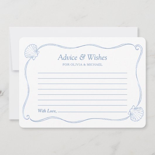 Seashells & Wedding Bells Bridal Shower Advice ノートカード (正面)
