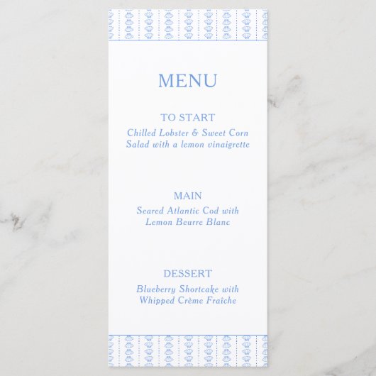 Seashells & Wedding Bells Bridal Shower Coastal メニュー (正面)