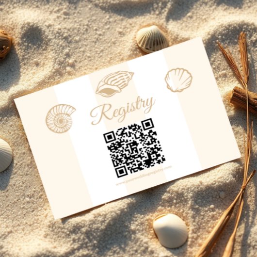 Seashells & Wedding Bells Bridal Shower Registry エンクロージャーカード
