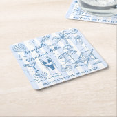 Seashells wedding bells bridesmaids gifts custom スクエアペーパーコースター (アングル)