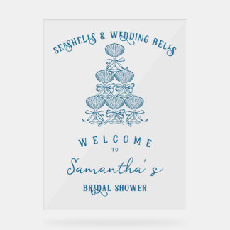 Seashells Wedding Bells Coastal Bachelorette Party アクリルサイン