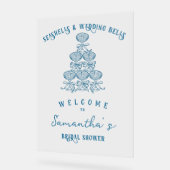Seashells Wedding Bells Coastal Bachelorette Party アクリルサイン (傾斜)