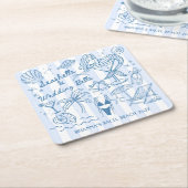 Seashells wedding bells mermaid bridesmaids gifts スクエアペーパーコースター (アングル)