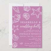 Seashells & Wedding Bells Soft Mauve Bridal Shower 招待状 (正面)