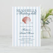 Seashells & Wedding Bells Striped Bridal Shower 招待状 (スタンド正面)